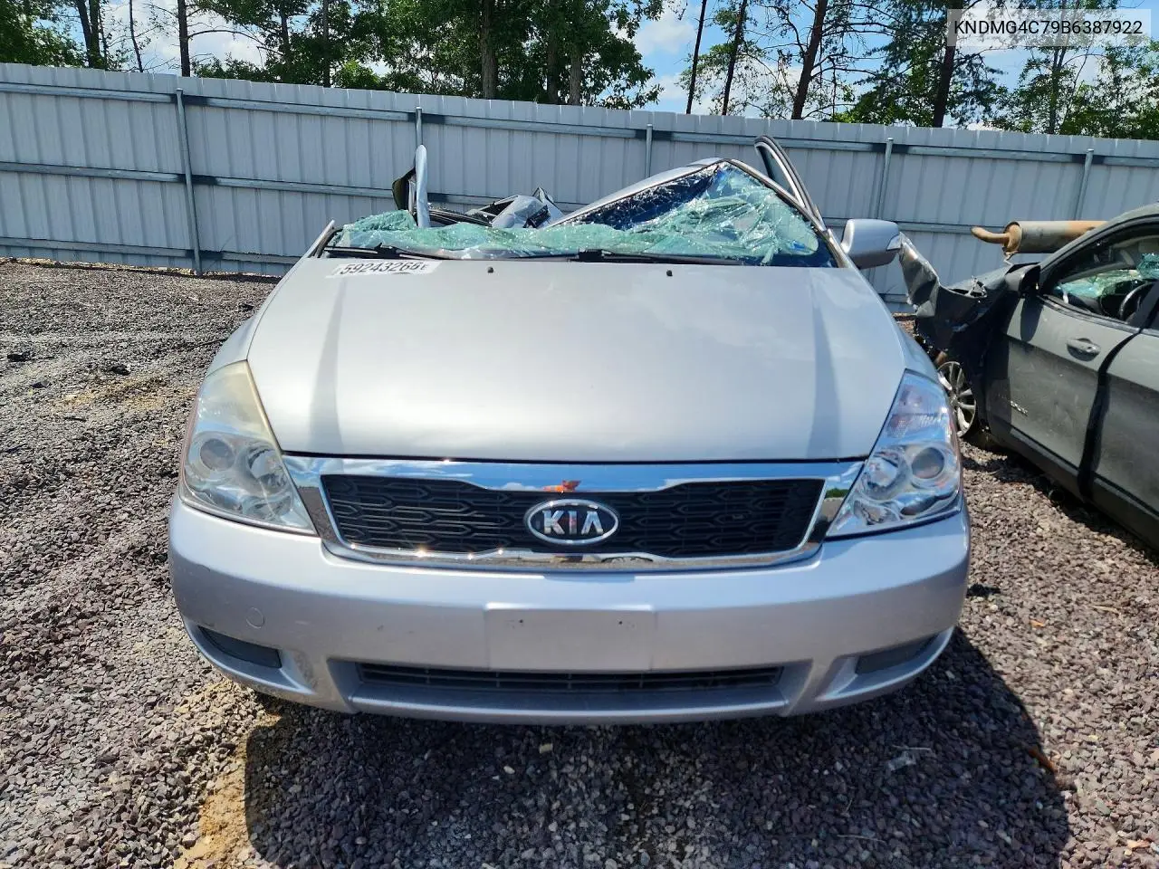 2011 Kia Sedona Lx VIN: KNDMG4C79B6387922 Lot: 59243266