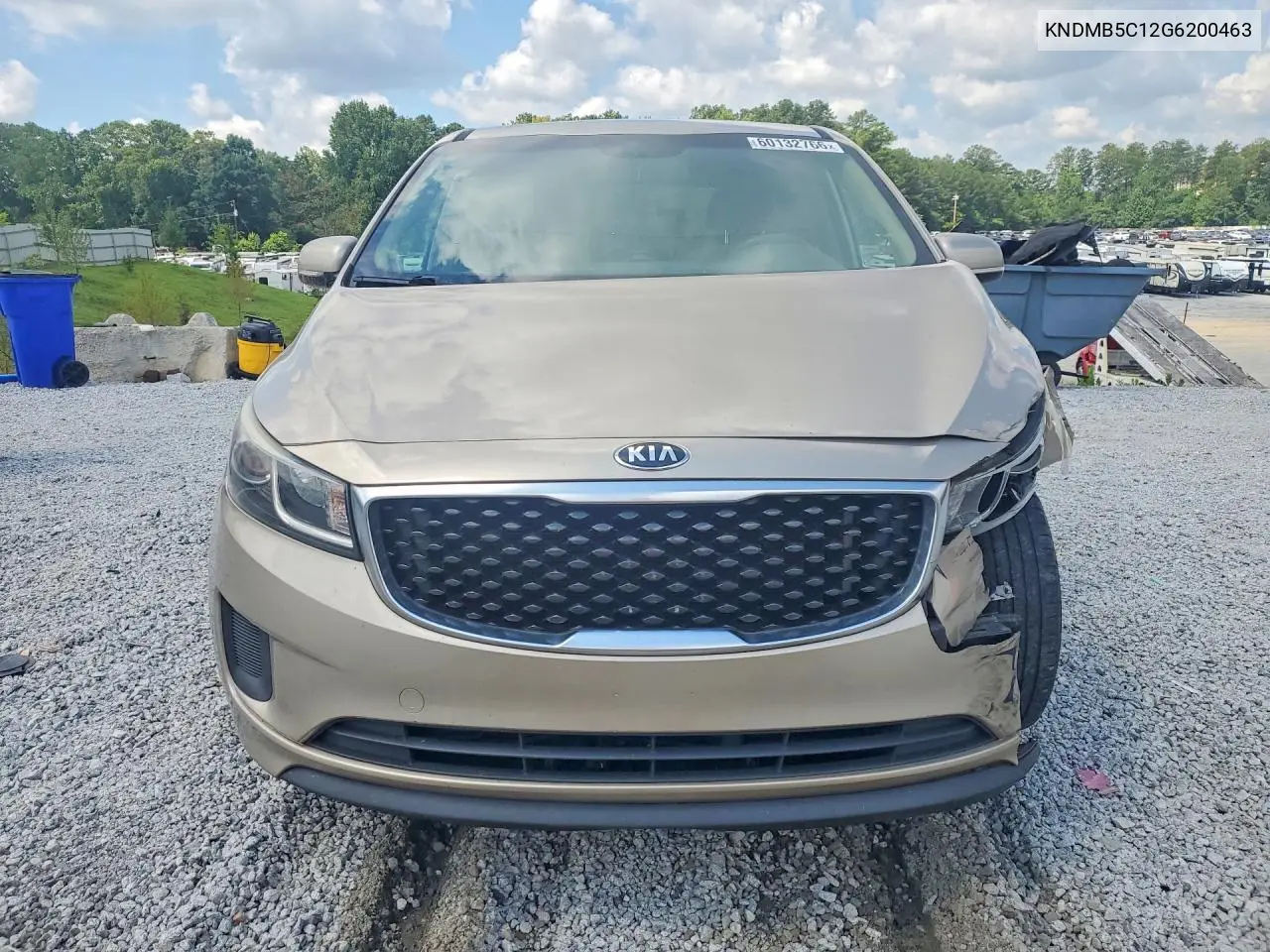 2016 Kia Sedona Lx VIN: KNDMB5C12G6200463 Lot: 60132766
