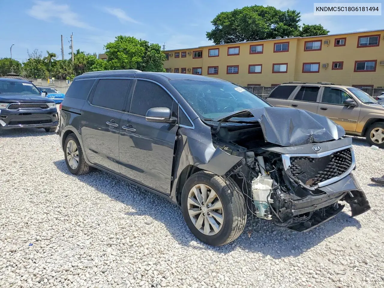 2016 Kia Sedona Ex VIN: KNDMC5C18G6181494 Lot: 61387196