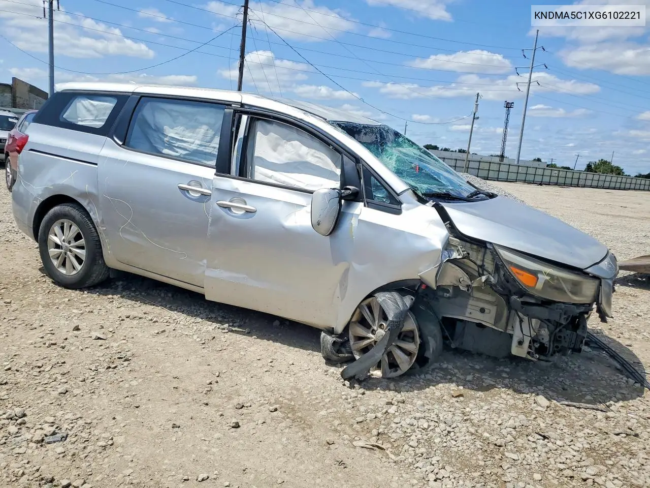 2016 Kia Sedona VIN: KNDMA5C1XG6102221 Lot: 62129856
