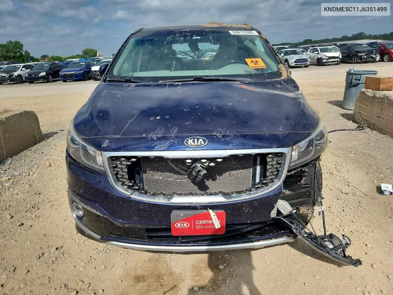 2018 Kia Sedona Sxl VIN: KNDME5C11J6351499 Lot: 59015386