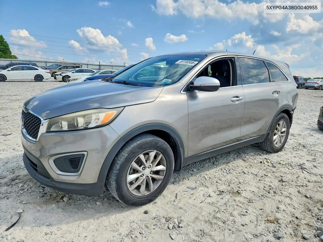 2016 Kia Sorento L VIN: 5XYPG4A38GG040955 Lot: 59196906