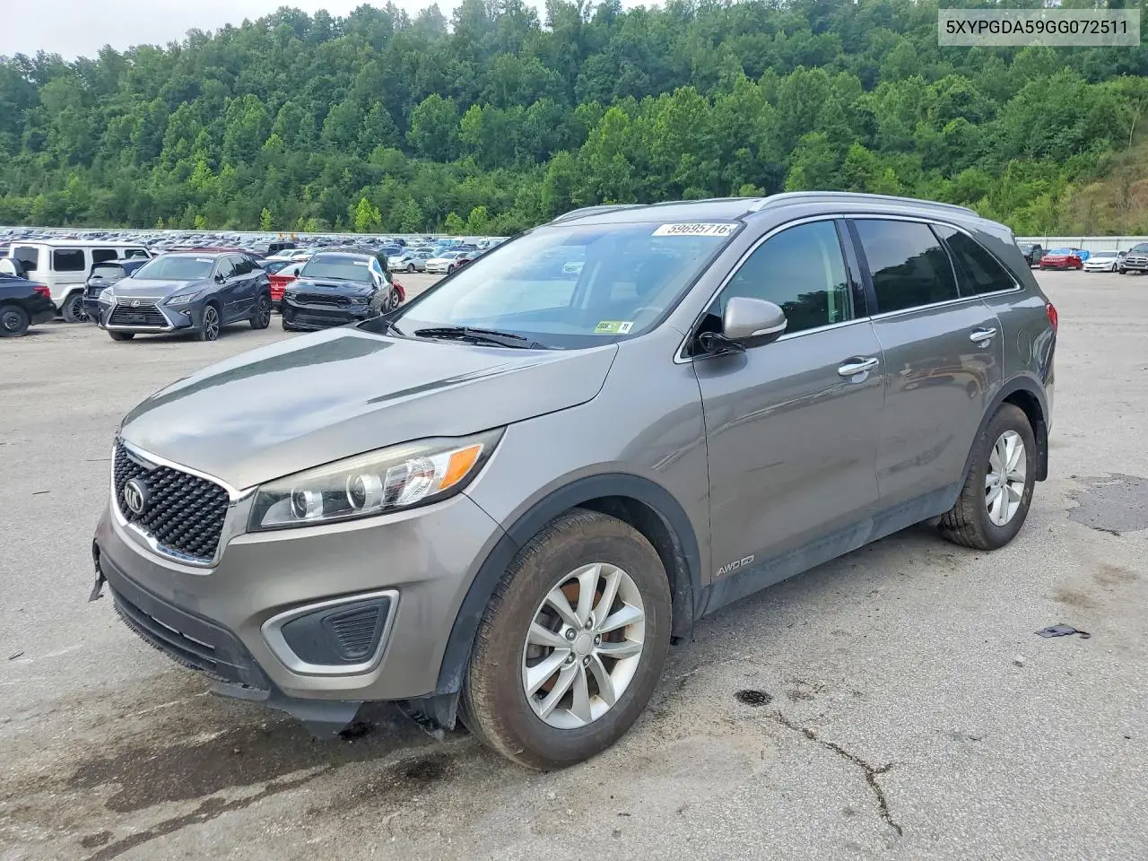 2016 Kia Sorento Lx V6 VIN: 5XYPGDA59GG072511 Lot: 59695716