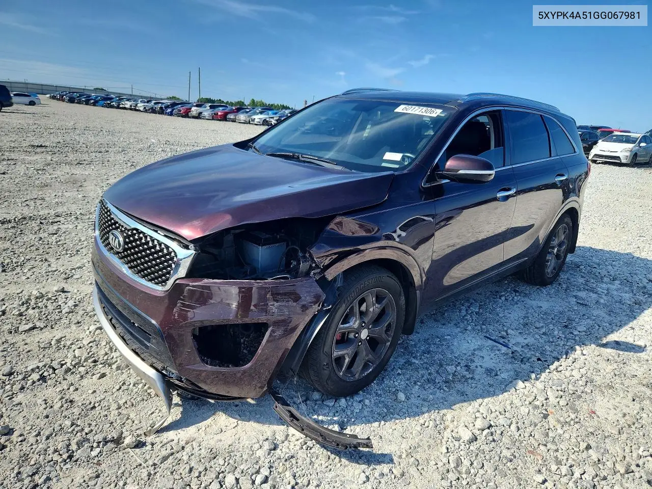 2016 Kia Sorento Sx V6 VIN: 5XYPK4A51GG067981 Lot: 60171306