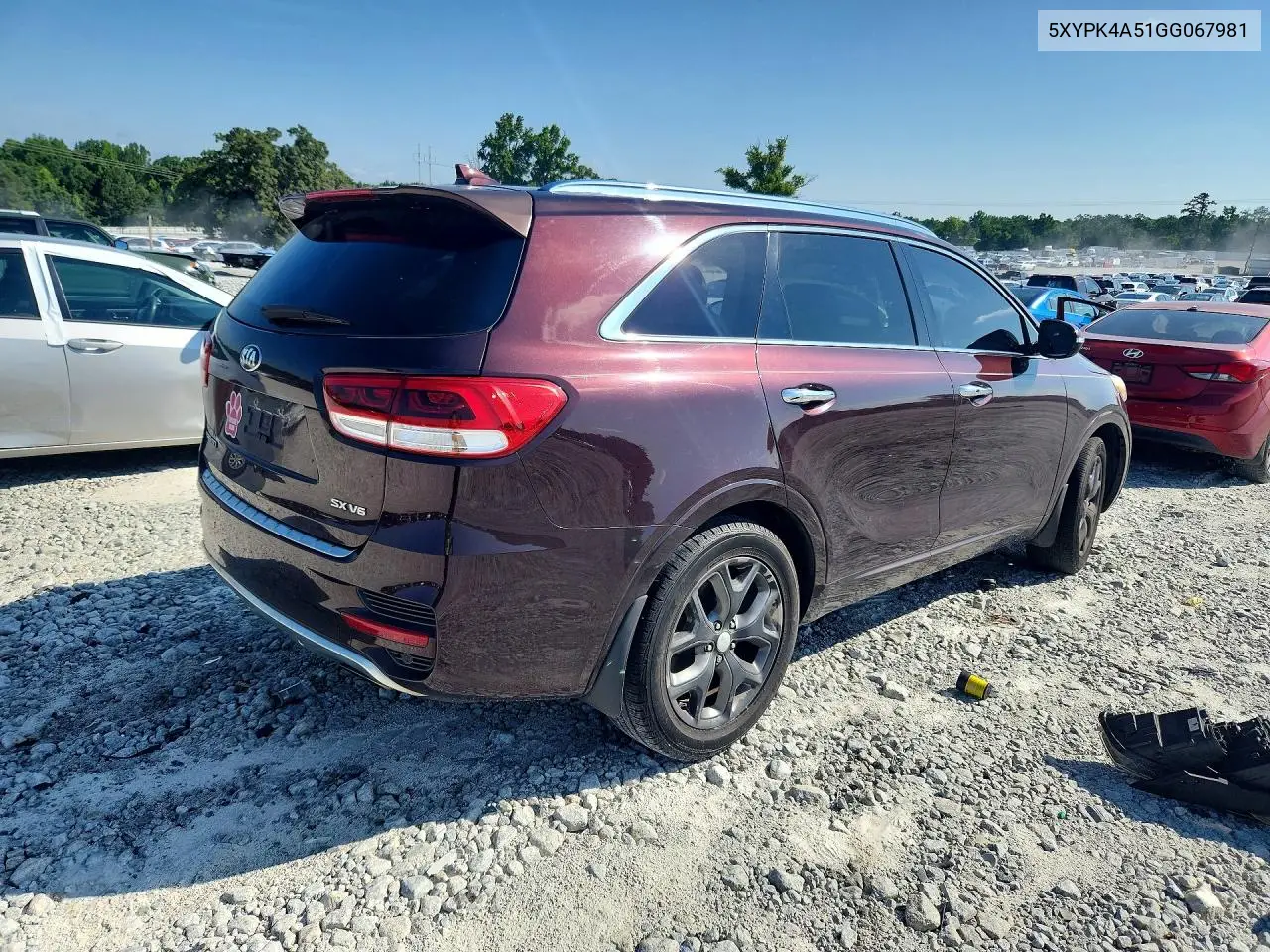 2016 Kia Sorento Sx V6 VIN: 5XYPK4A51GG067981 Lot: 60171306