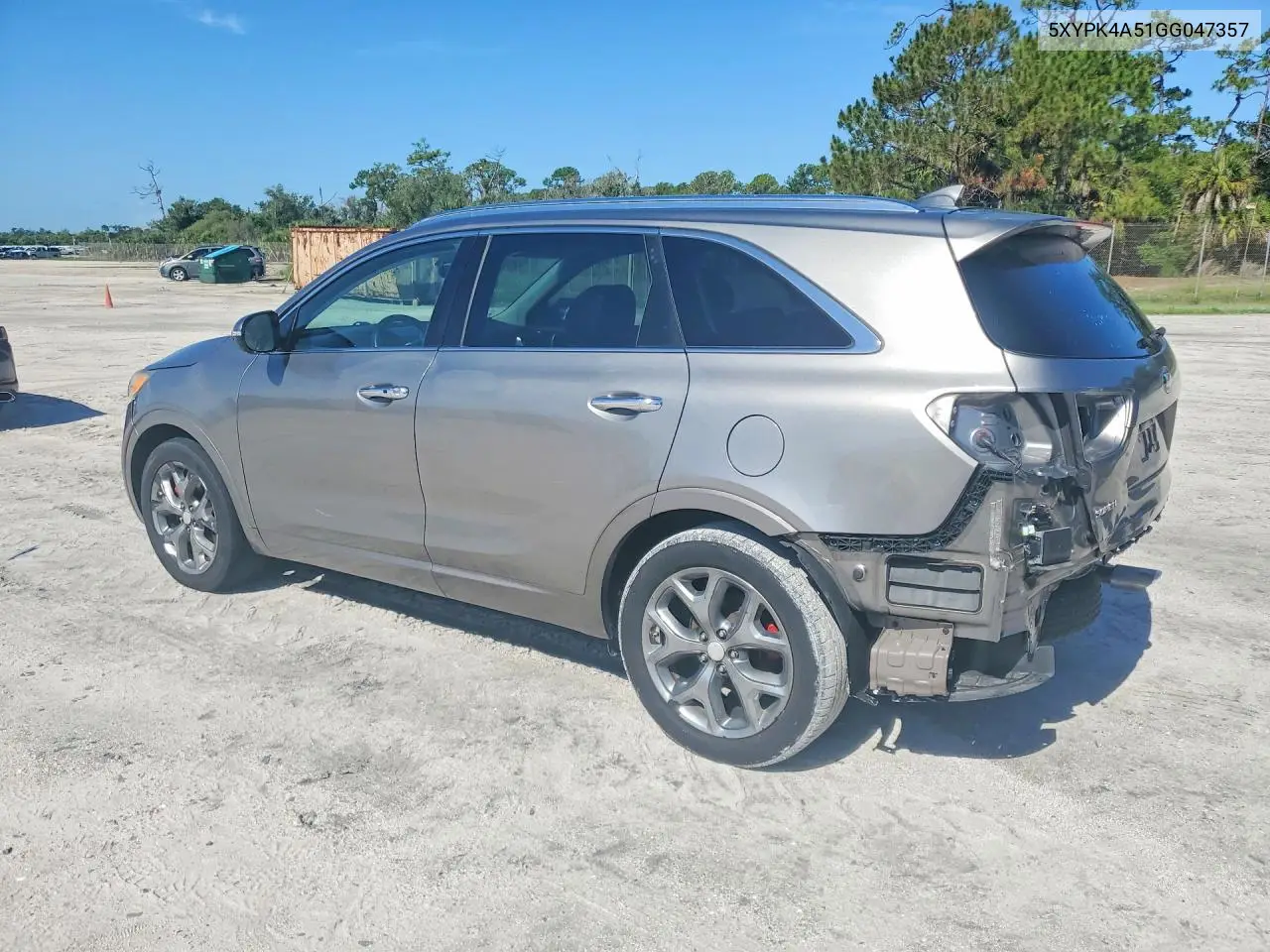 2016 Kia Sorento Sx V6 VIN: 5XYPK4A51GG047357 Lot: 60186526