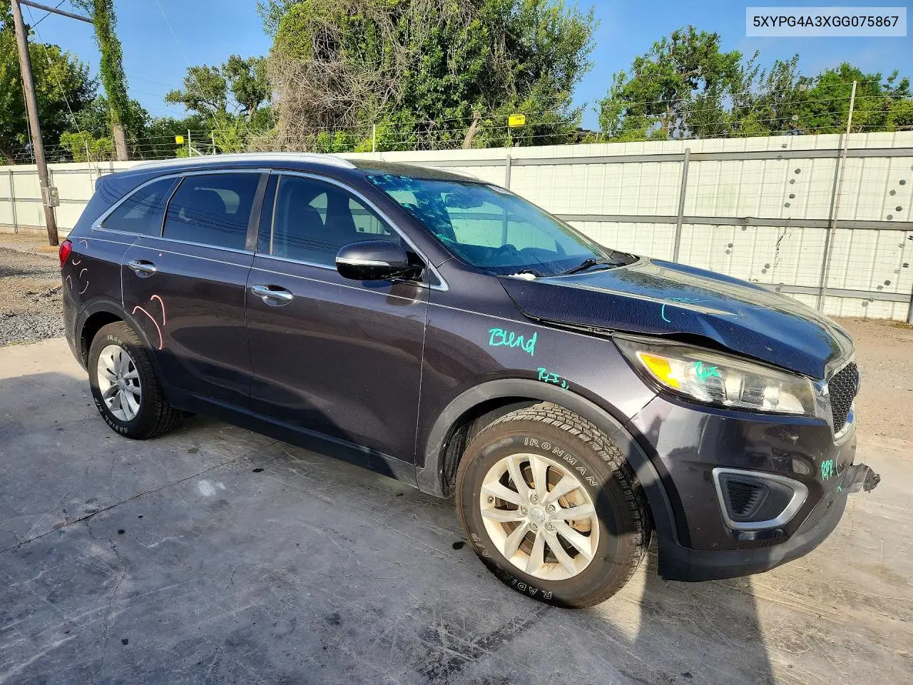 2016 Kia Sorento Lx VIN: 5XYPG4A3XGG075867 Lot: 62082266