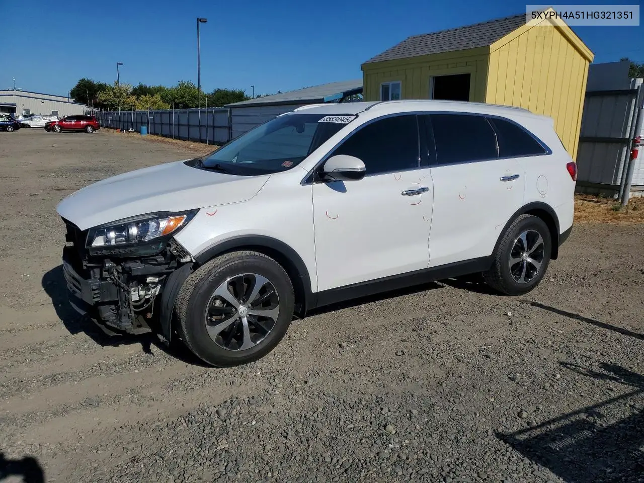 2017 Kia Sorento Ex VIN: 5XYPH4A51HG321351 Lot: 85634945
