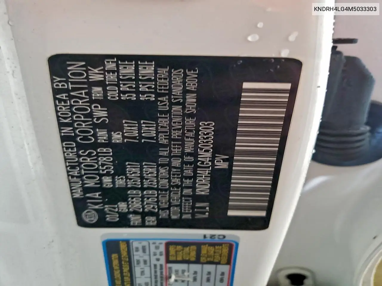 KNDRH4LG4M5033303 2021 Kia Sorento Ex