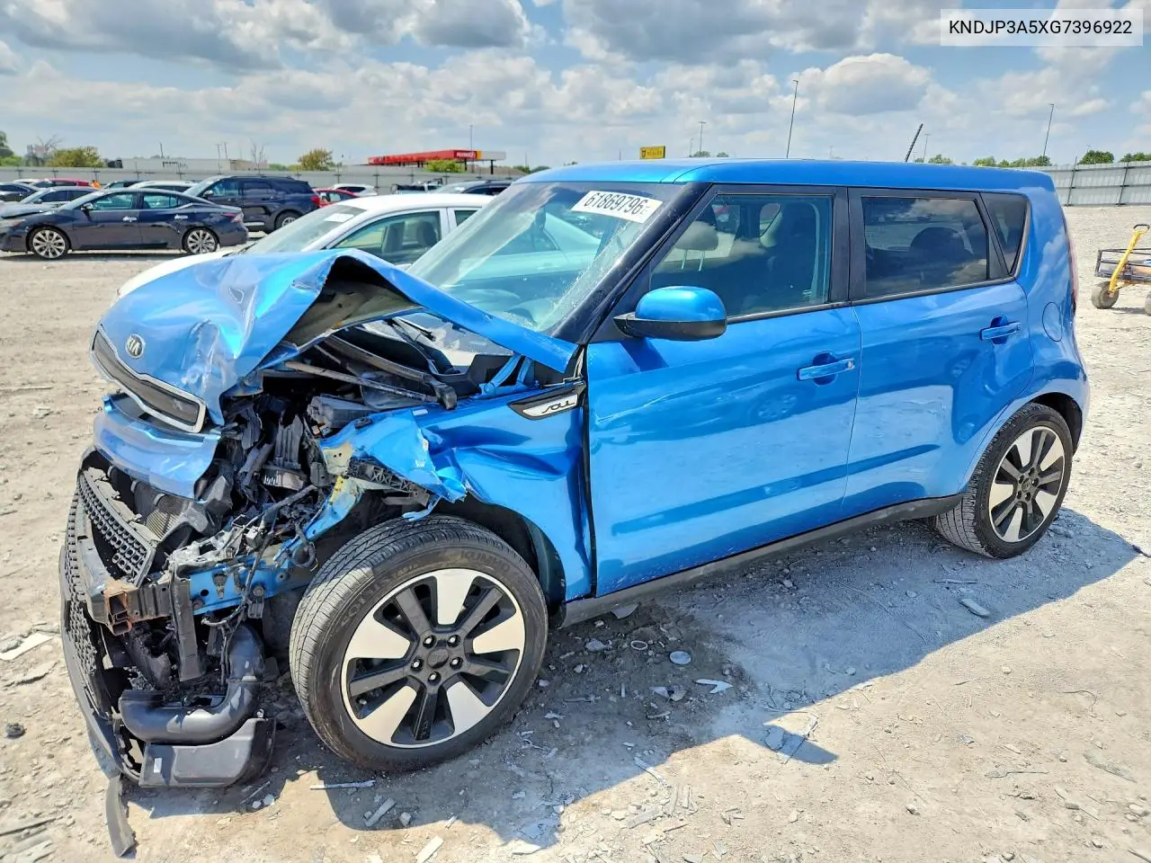 2016 Kia Soul + VIN: KNDJP3A5XG7396922 Lot: 61869796