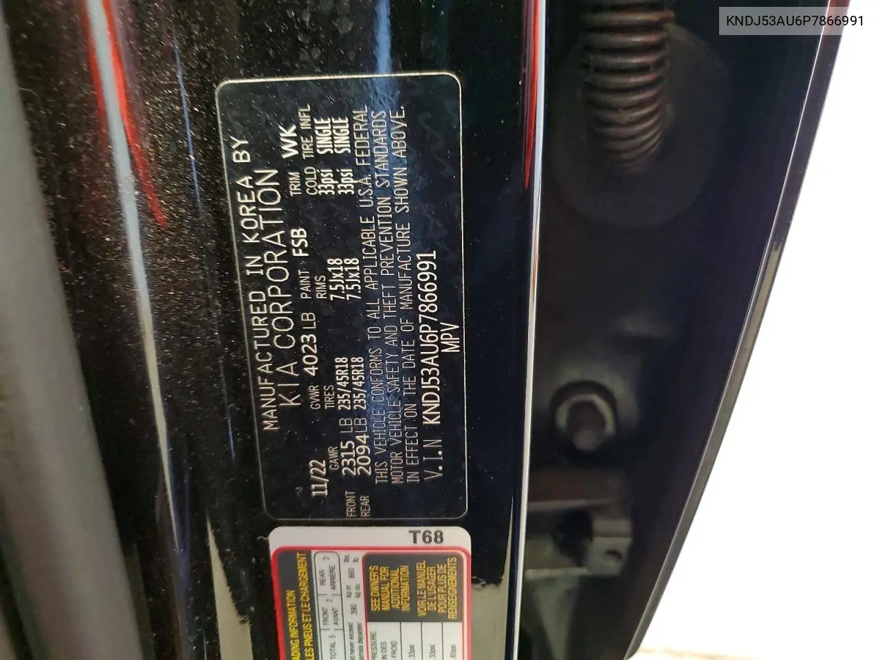 2023 Kia Soul Gt Line VIN: KNDJ53AU6P7866991 Lot: 62247666