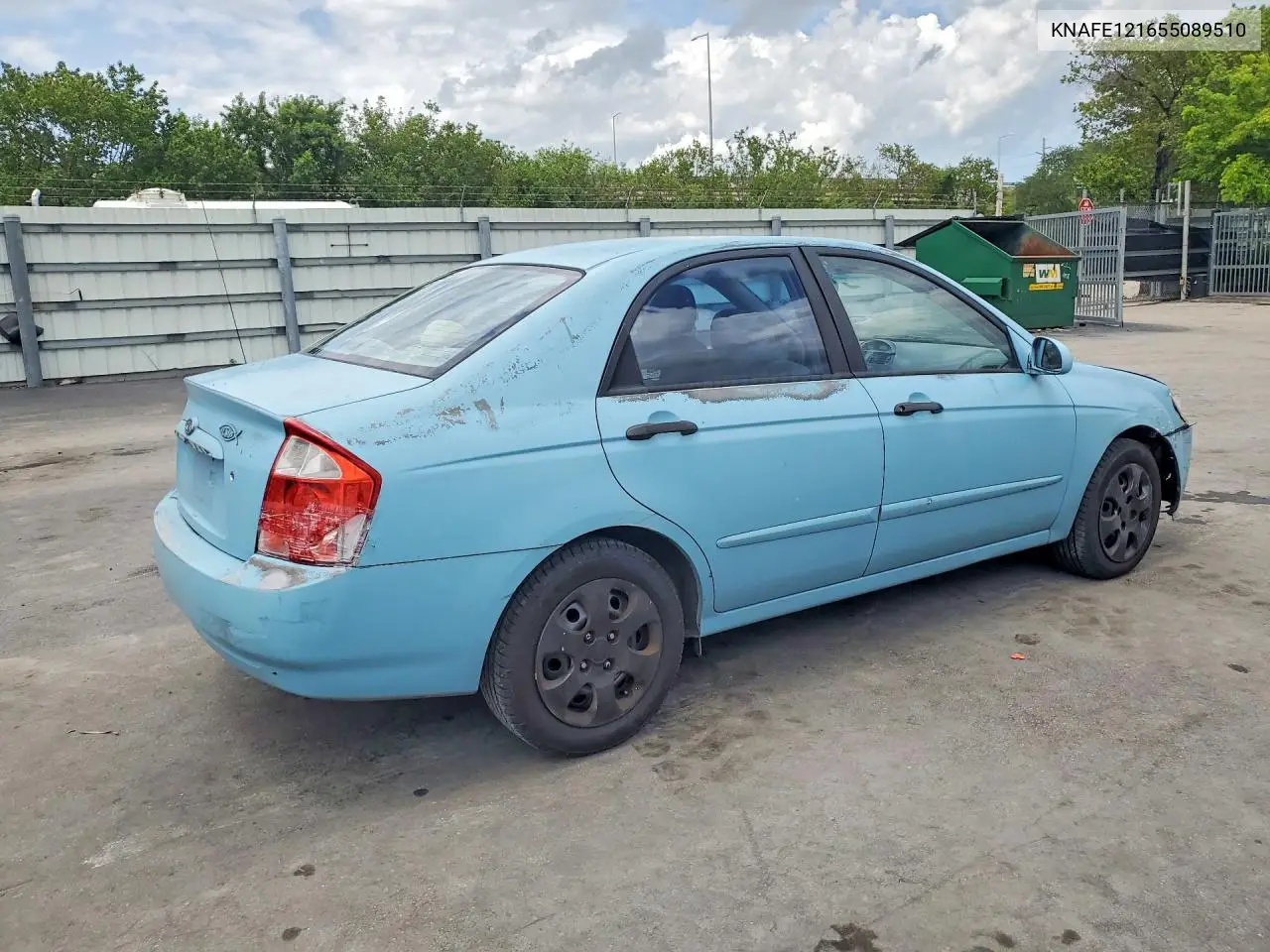 2005 Kia Spectra Lx VIN: KNAFE121655089510 Lot: 55598346