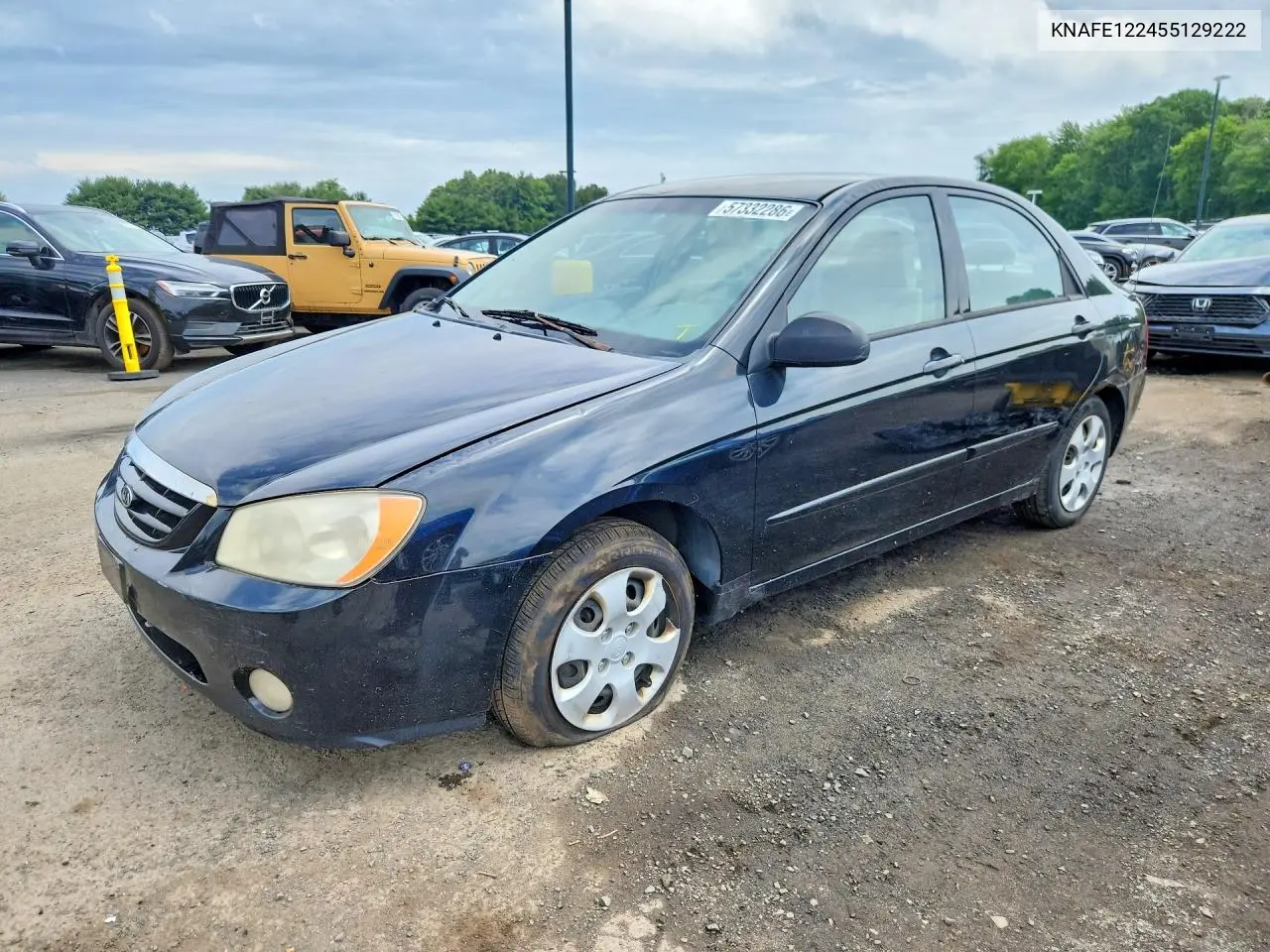 2005 Kia Spectra Lx VIN: KNAFE122455129222 Lot: 57332286