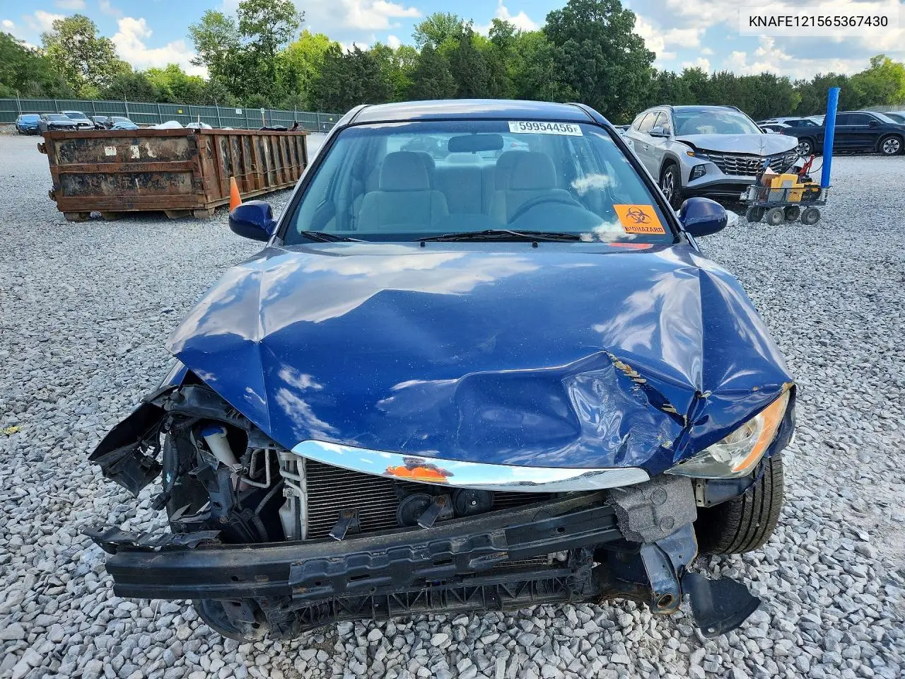 2006 Kia Spectra Ex VIN: KNAFE121565367430 Lot: 59954456
