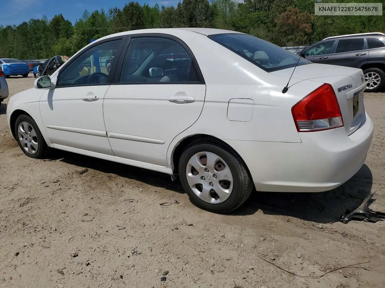 2007 Kia Spectra VIN: KNAFE122875475678 Lot: 50059396