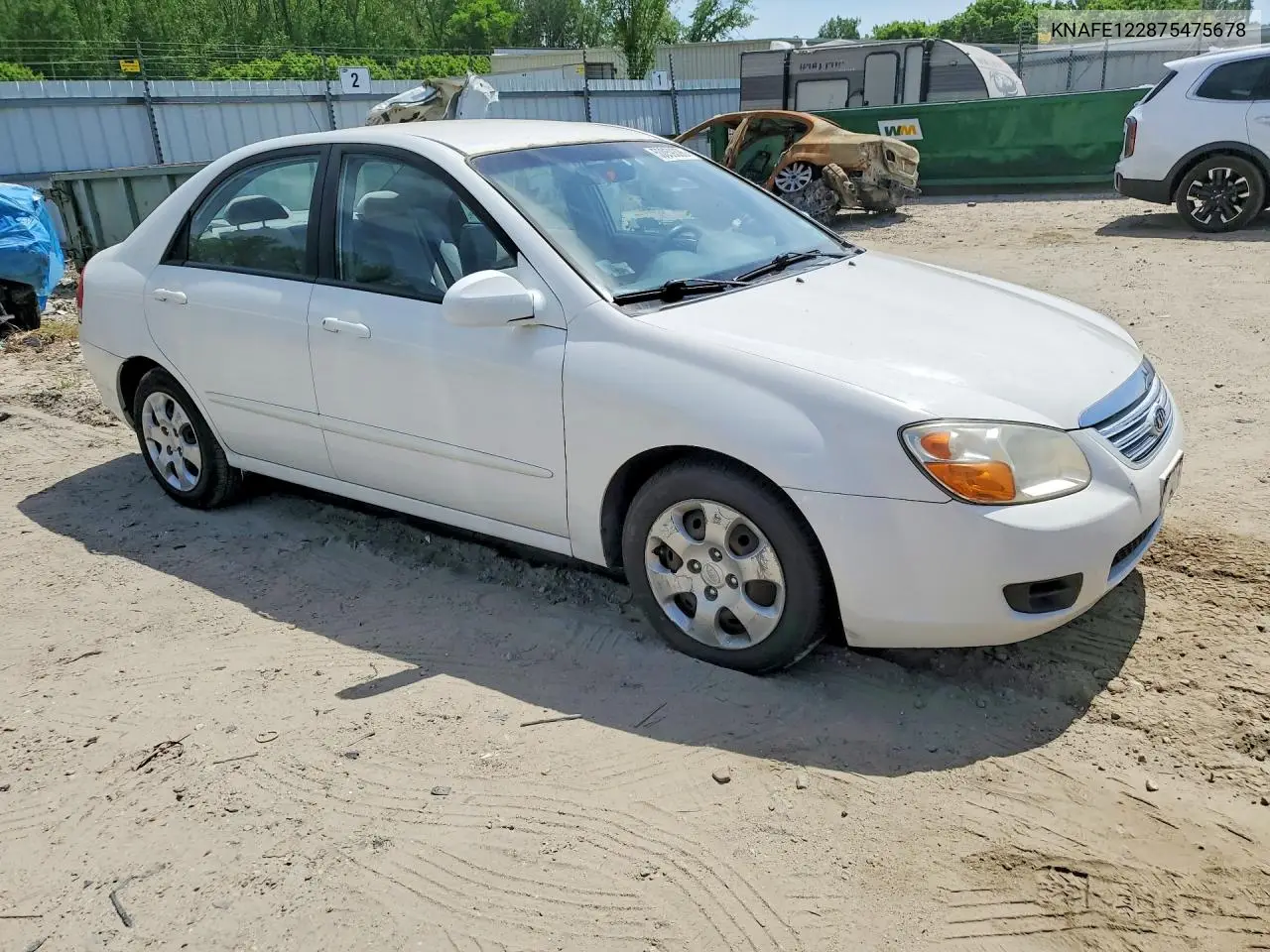 2007 Kia Spectra VIN: KNAFE122875475678 Lot: 50059396