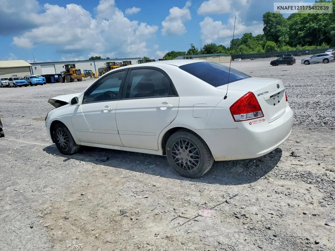 2007 Kia Spectra Lx VIN: KNAFE121175432839 Lot: 59138156