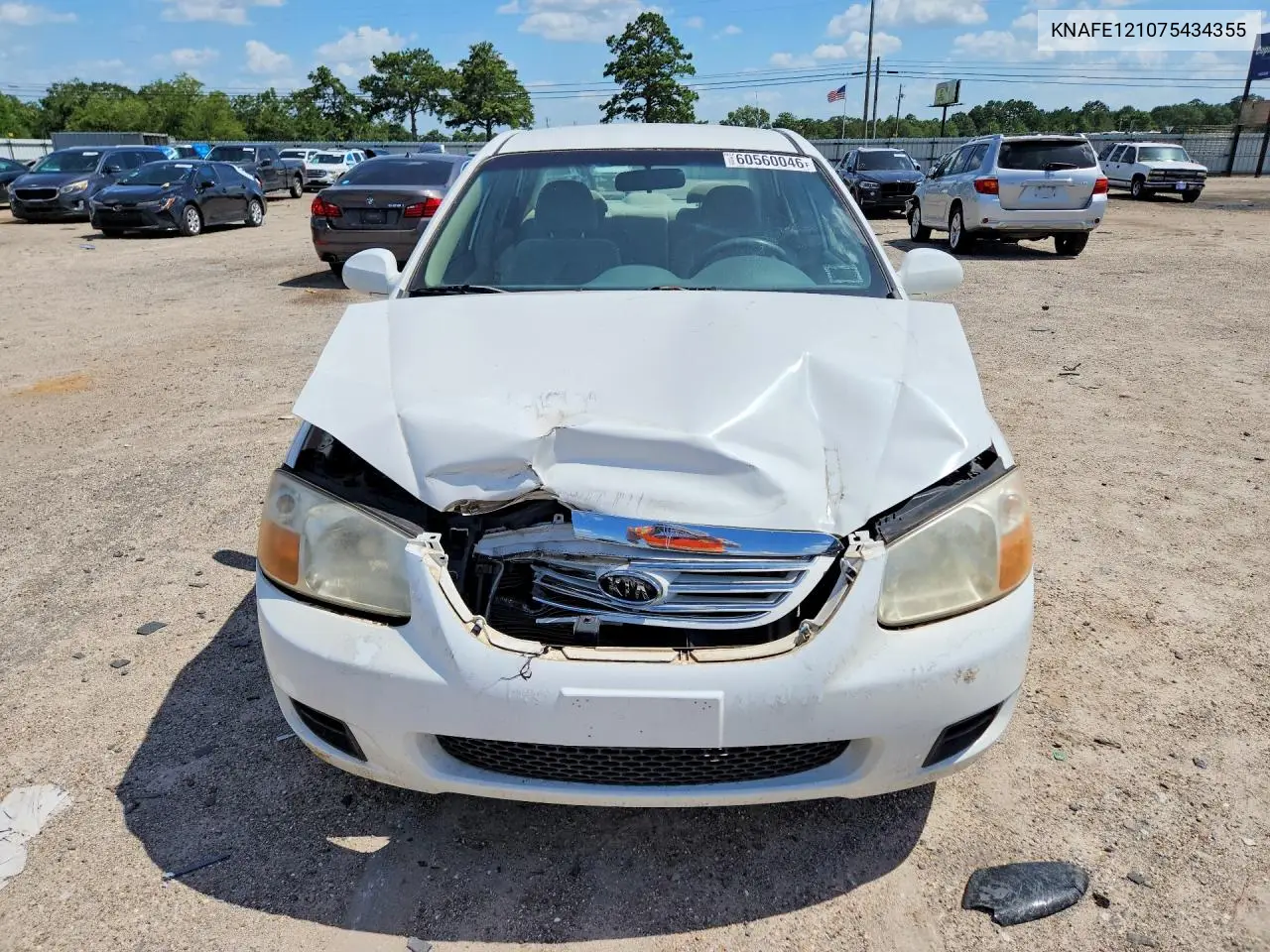 2007 Kia Spectra Lx VIN: KNAFE121075434355 Lot: 60560046