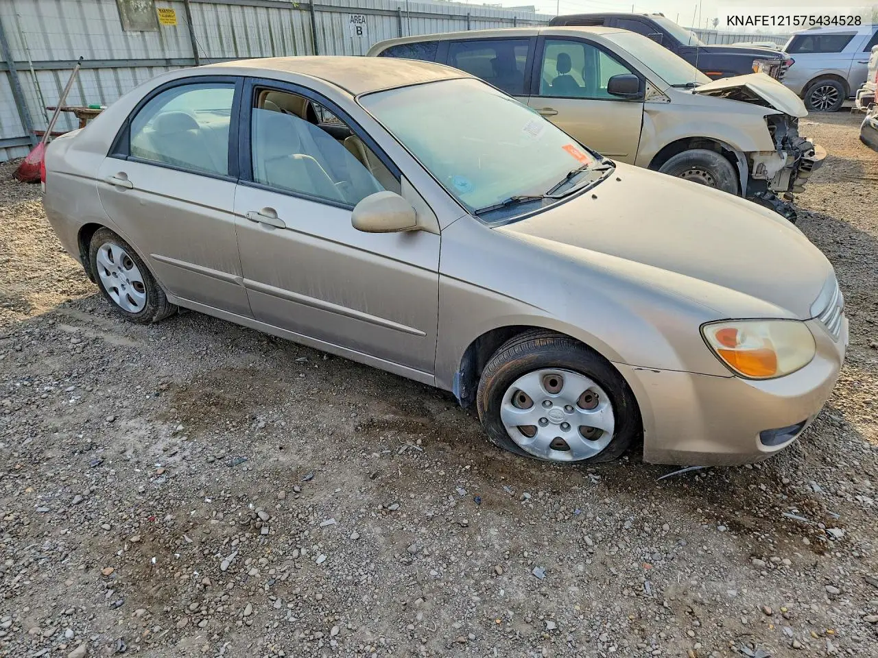2007 Kia Spectra VIN: KNAFE121575434528 Lot: 78123305