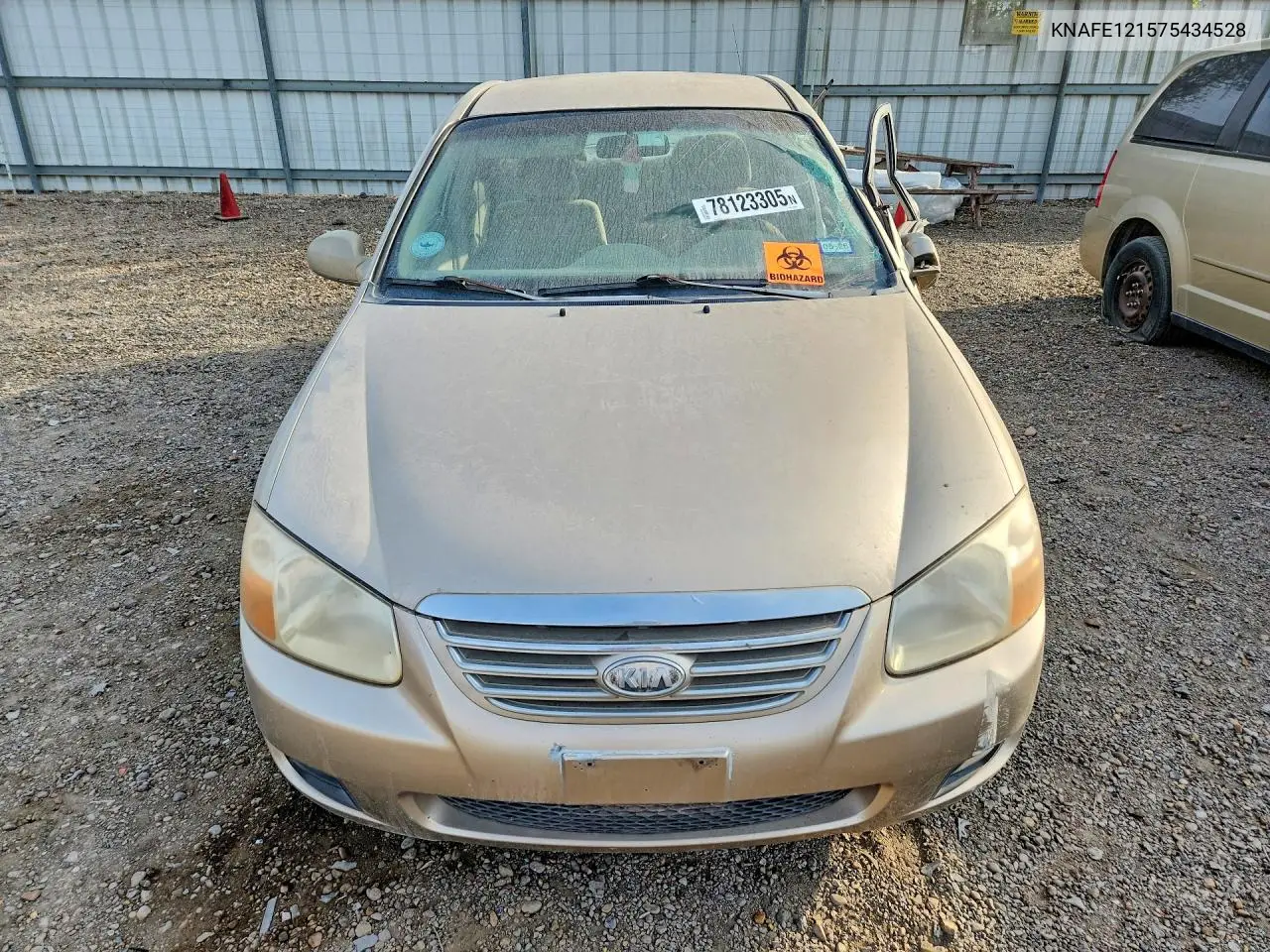 2007 Kia Spectra VIN: KNAFE121575434528 Lot: 78123305
