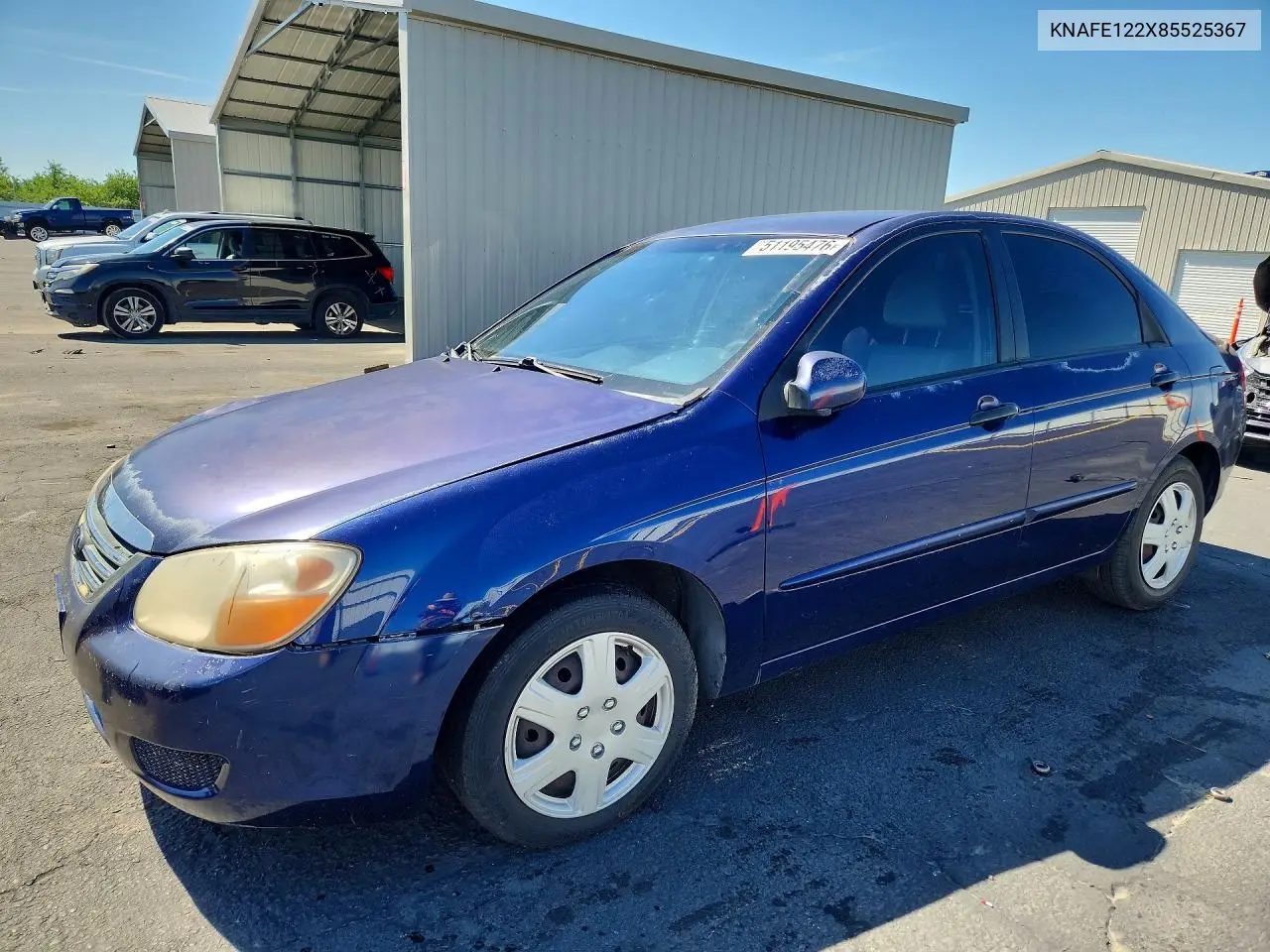 2008 Kia Spectra Lx VIN: KNAFE122X85525367 Lot: 51195476