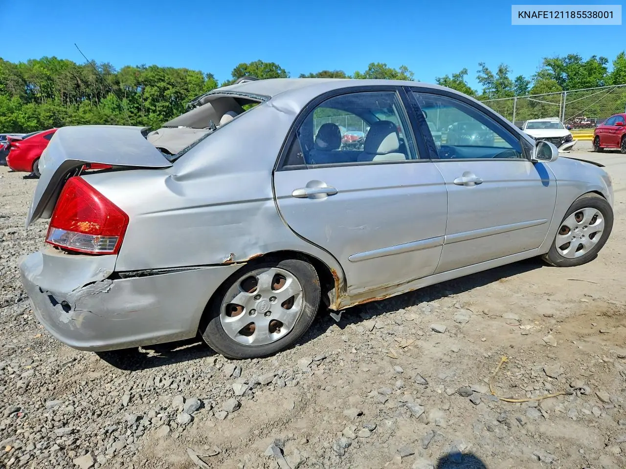 2008 Kia Spectra Lx VIN: KNAFE121185538001 Lot: 55990556