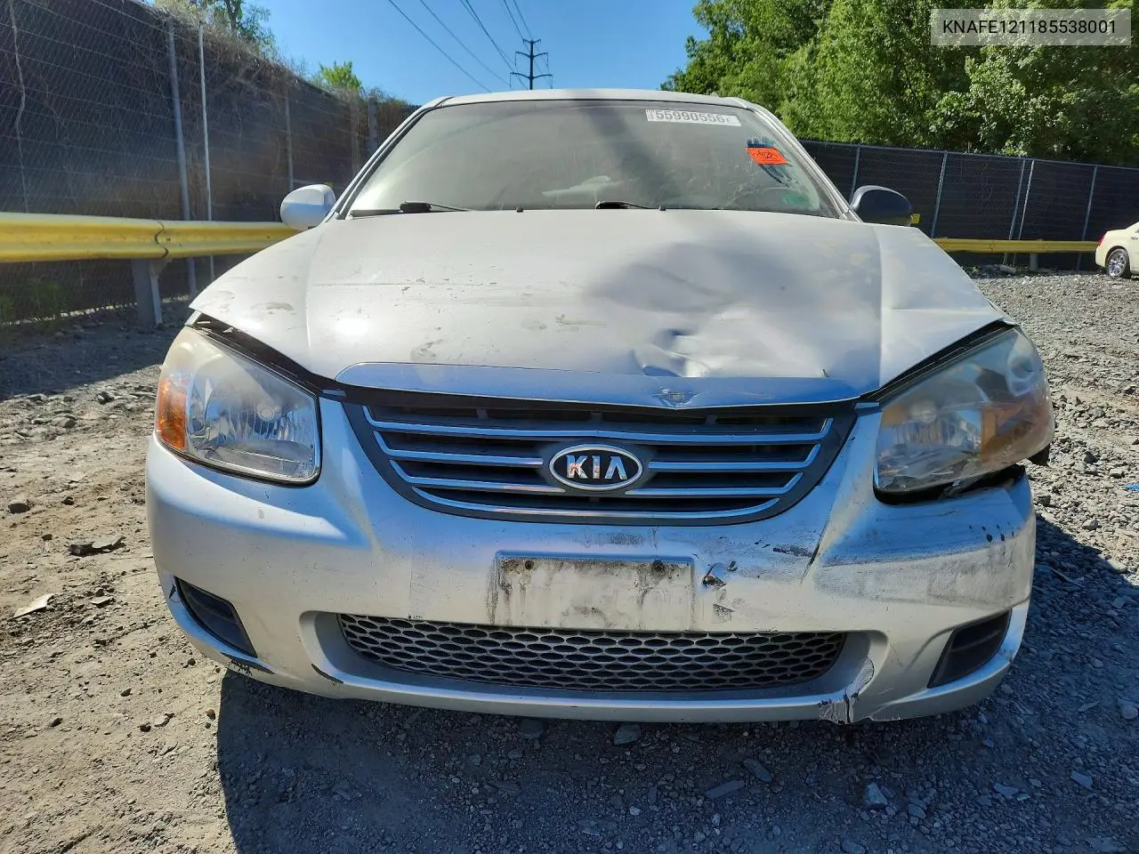 2008 Kia Spectra Lx VIN: KNAFE121185538001 Lot: 55990556