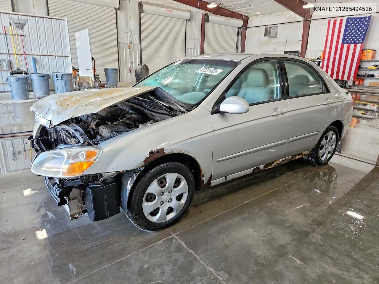 2008 Kia Spectra Lx VIN: KNAFE121285494526 Lot: 57228386