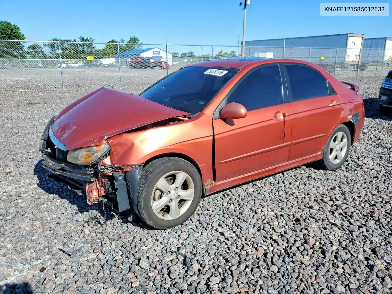 2008 Kia Spectra Lx VIN: KNAFE121585012633 Lot: 58082466
