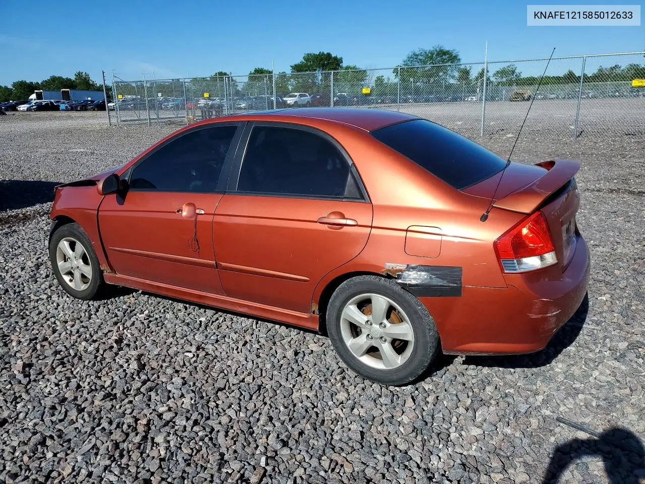 2008 Kia Spectra Lx VIN: KNAFE121585012633 Lot: 58082466