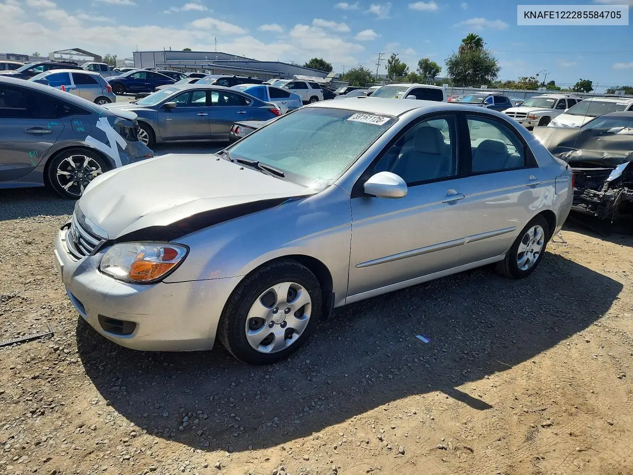 2008 Kia Spectra Lx VIN: KNAFE122285584705 Lot: 59161126