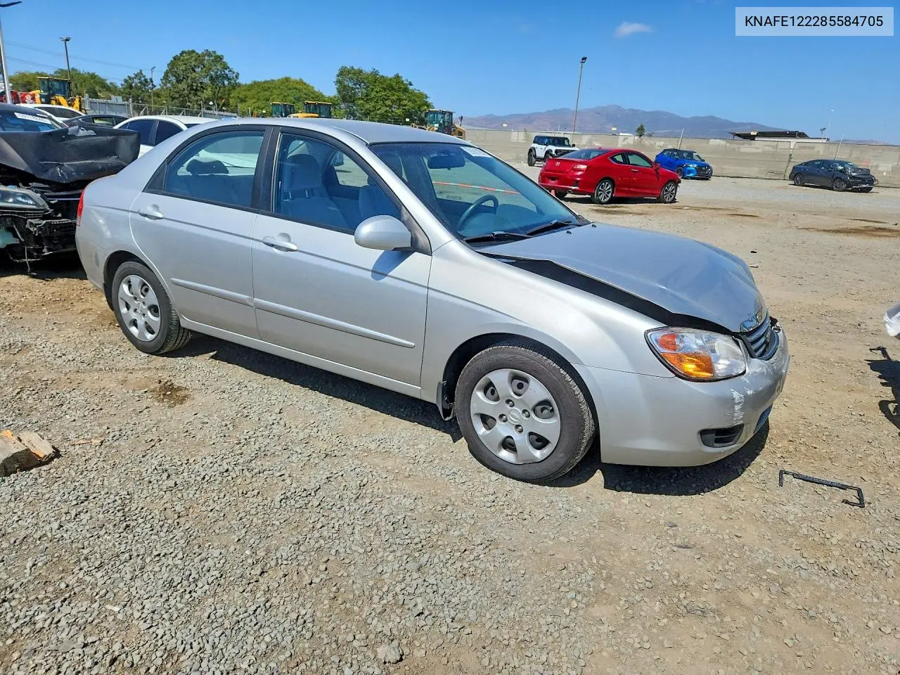 2008 Kia Spectra Lx VIN: KNAFE122285584705 Lot: 59161126