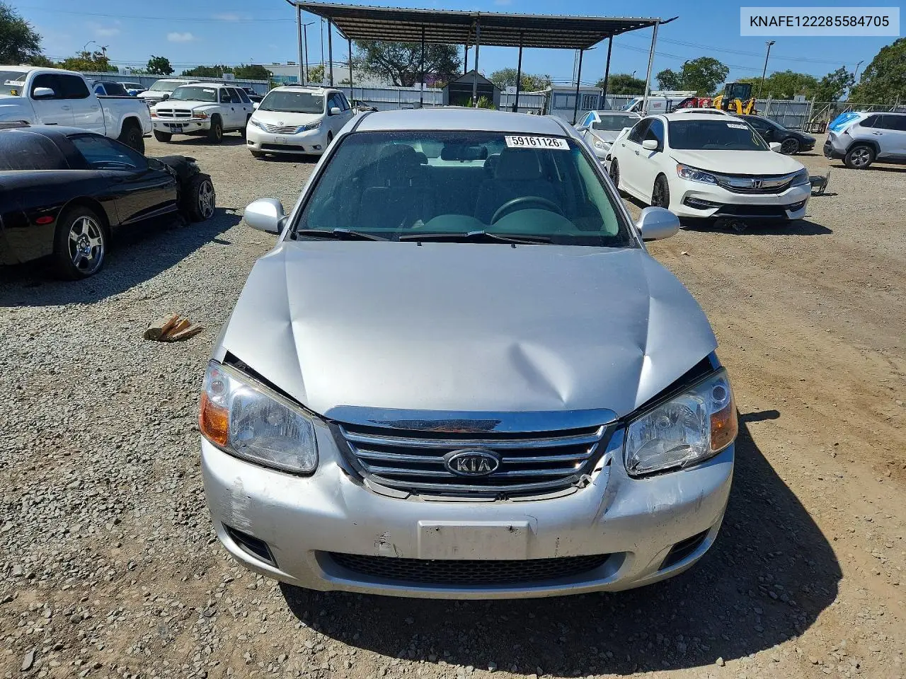 2008 Kia Spectra Lx VIN: KNAFE122285584705 Lot: 59161126