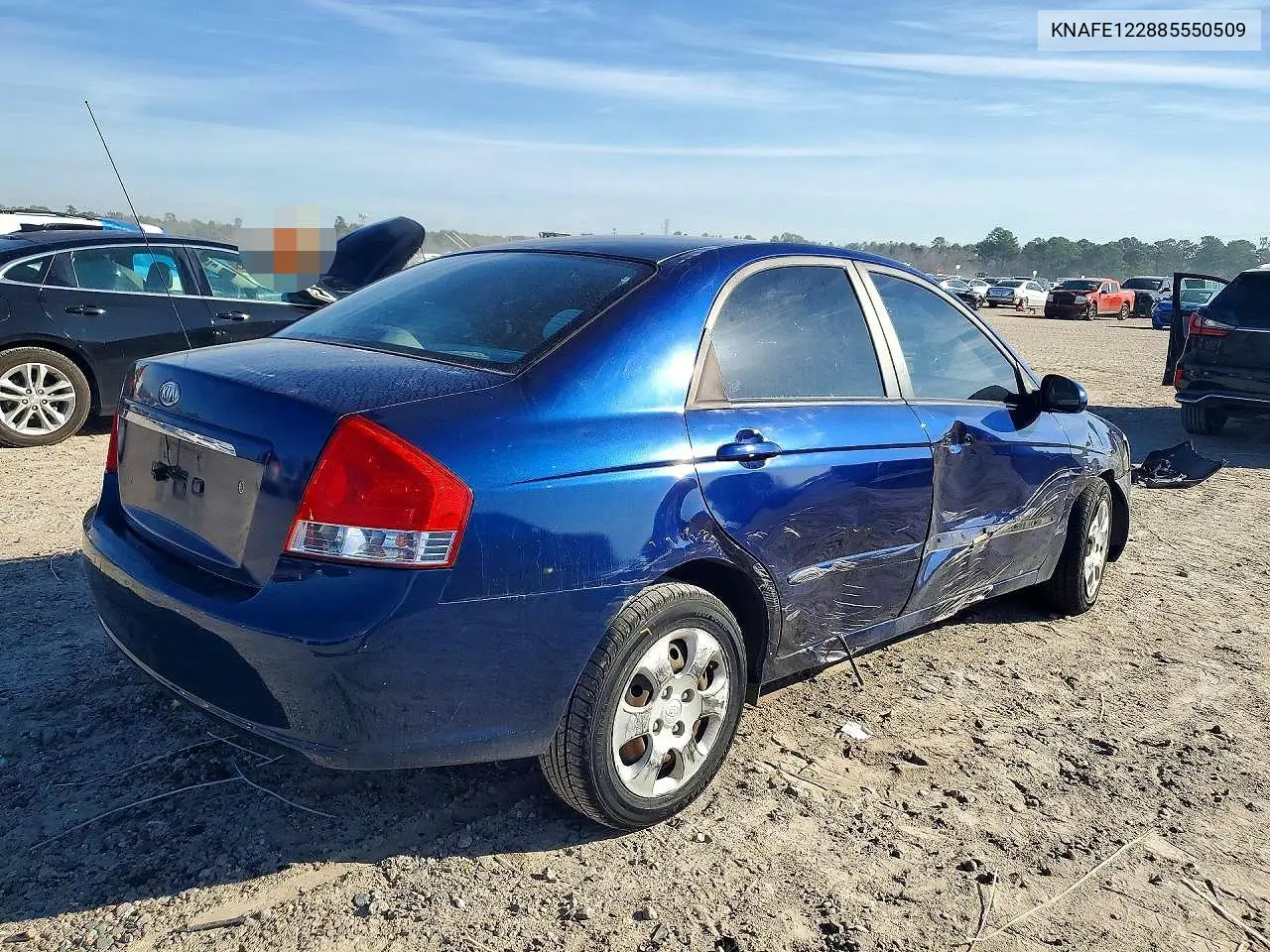 2008 Kia Spectra Lx VIN: KNAFE122885550509 Lot: 75789855
