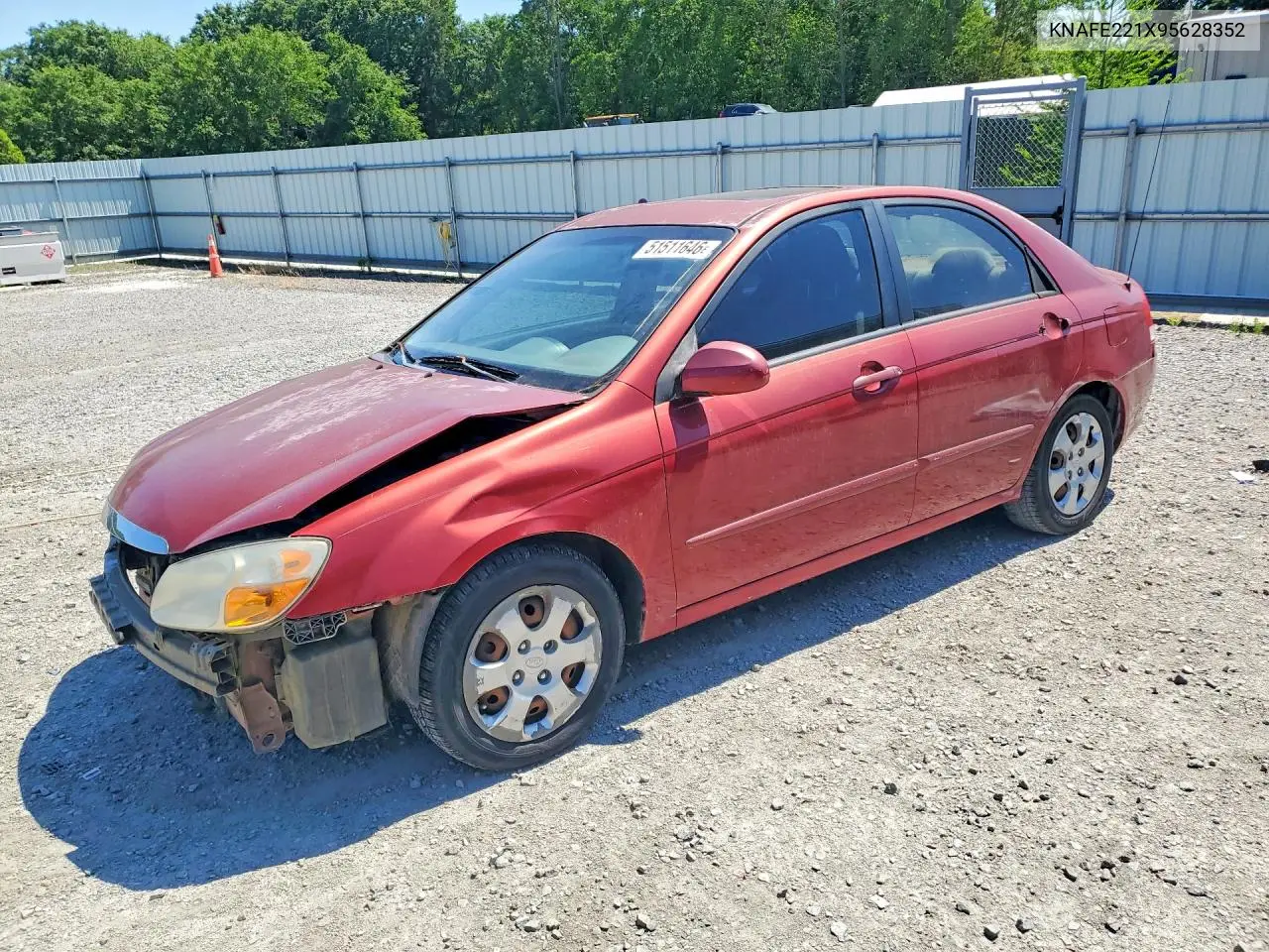 2009 Kia Spectra Lx VIN: KNAFE221X95628352 Lot: 51511646