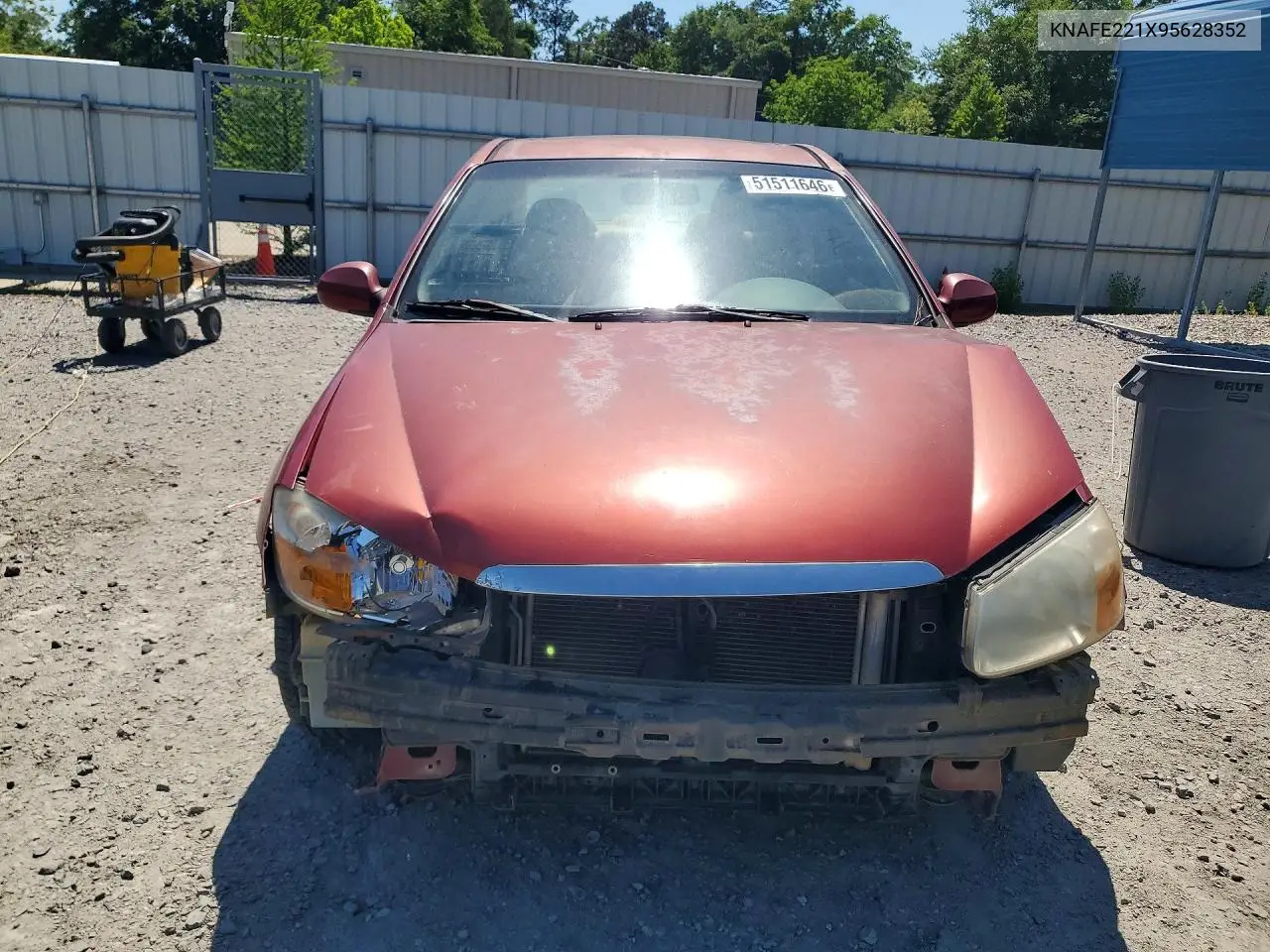 2009 Kia Spectra Lx VIN: KNAFE221X95628352 Lot: 51511646