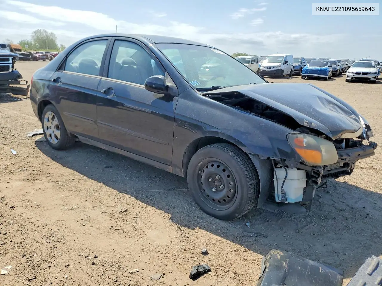 2009 Kia Spectra Lx VIN: KNAFE221095659643 Lot: 53301256