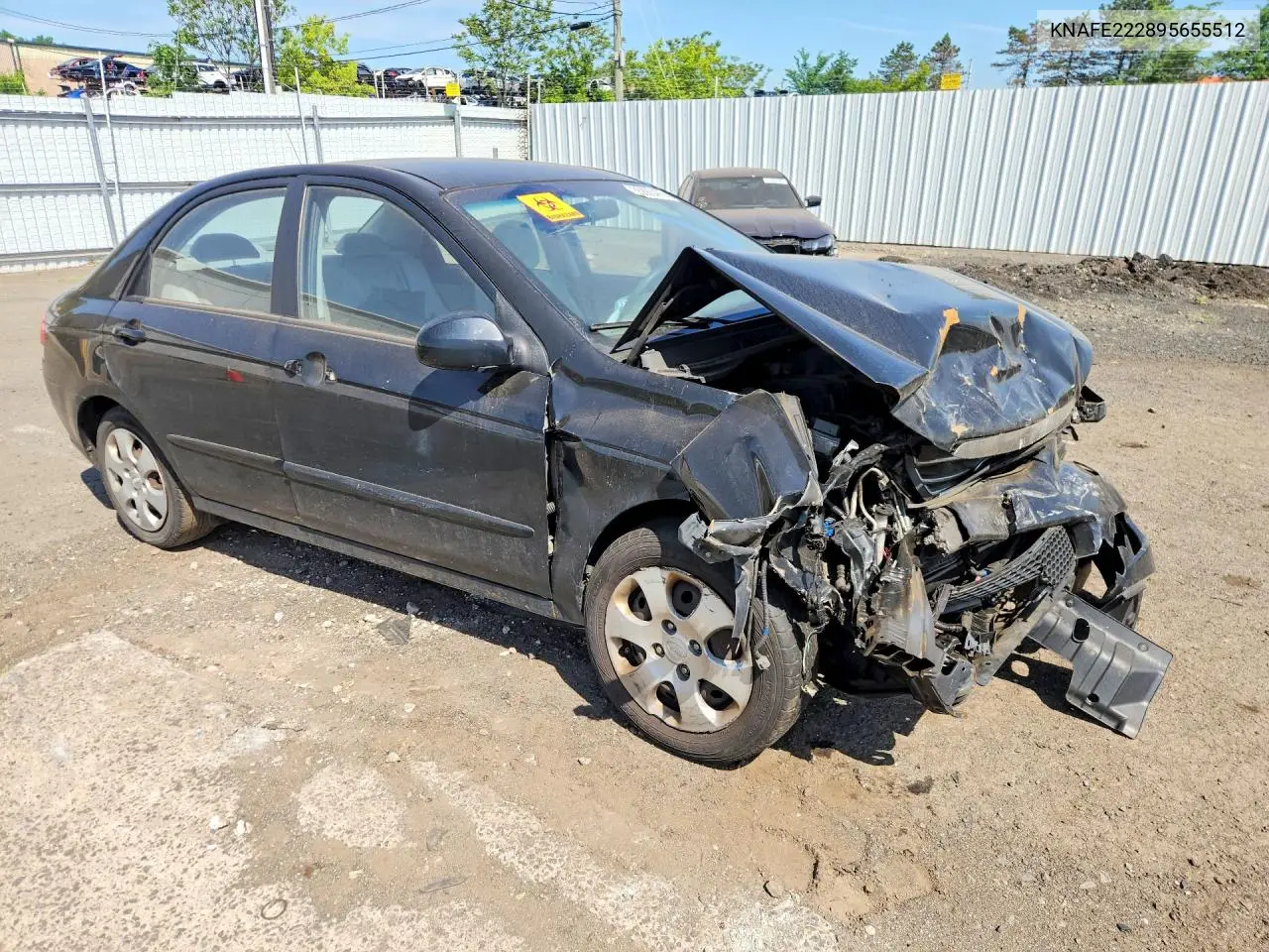 2009 Kia Spectra Lx VIN: KNAFE222895655512 Lot: 55880476