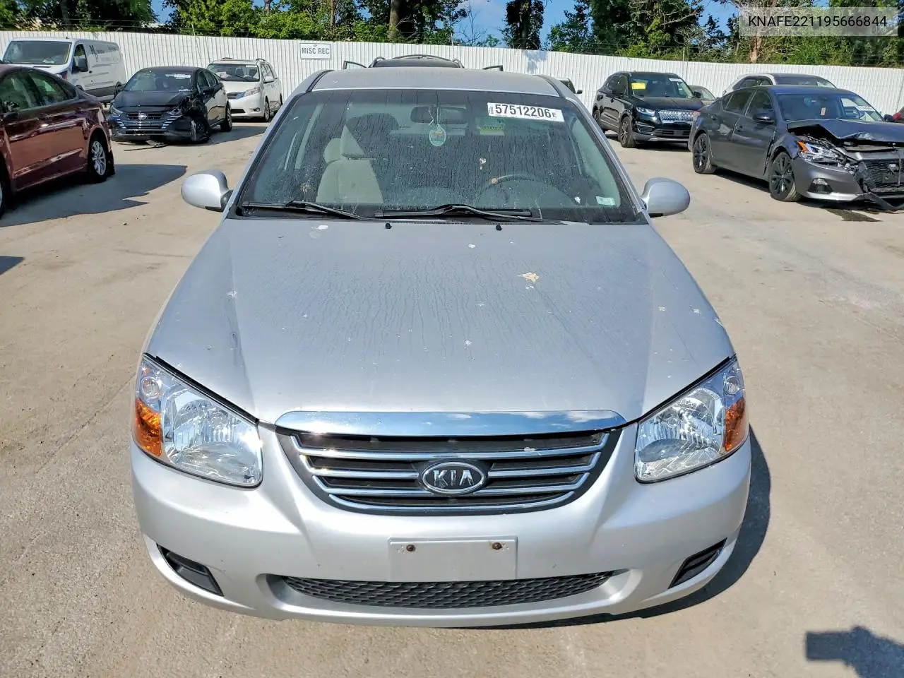 2009 Kia Spectra Lx VIN: KNAFE221195666844 Lot: 57512206