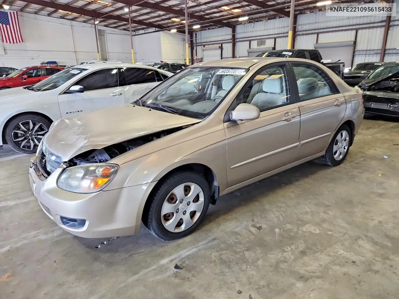 2009 Kia Spectra Lx VIN: KNAFE221095615433 Lot: 59257706