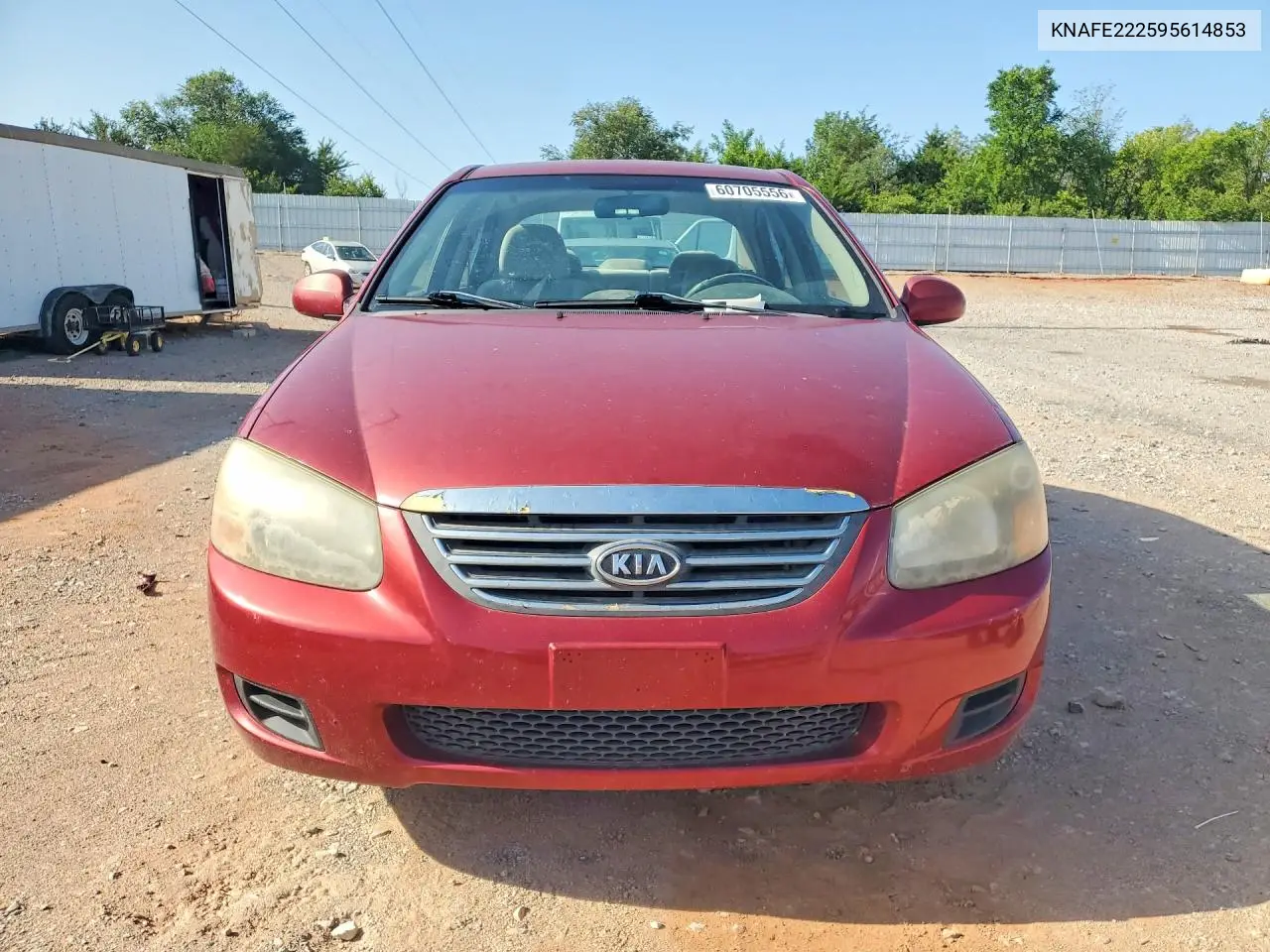 2009 Kia Spectra Lx VIN: KNAFE222595614853 Lot: 60705556