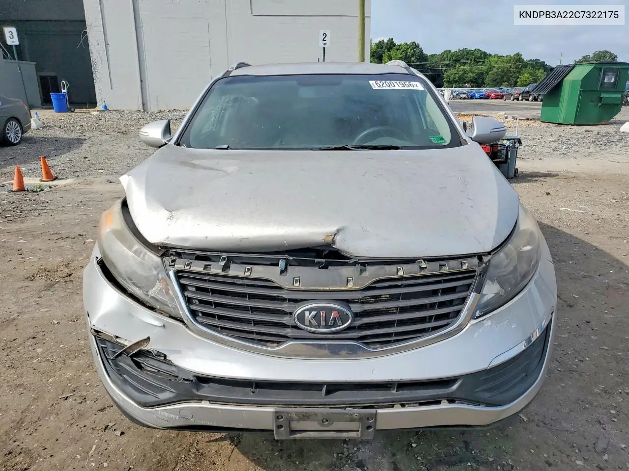 2012 Kia Sportage Lx VIN: KNDPB3A22C7322175 Lot: 62001966