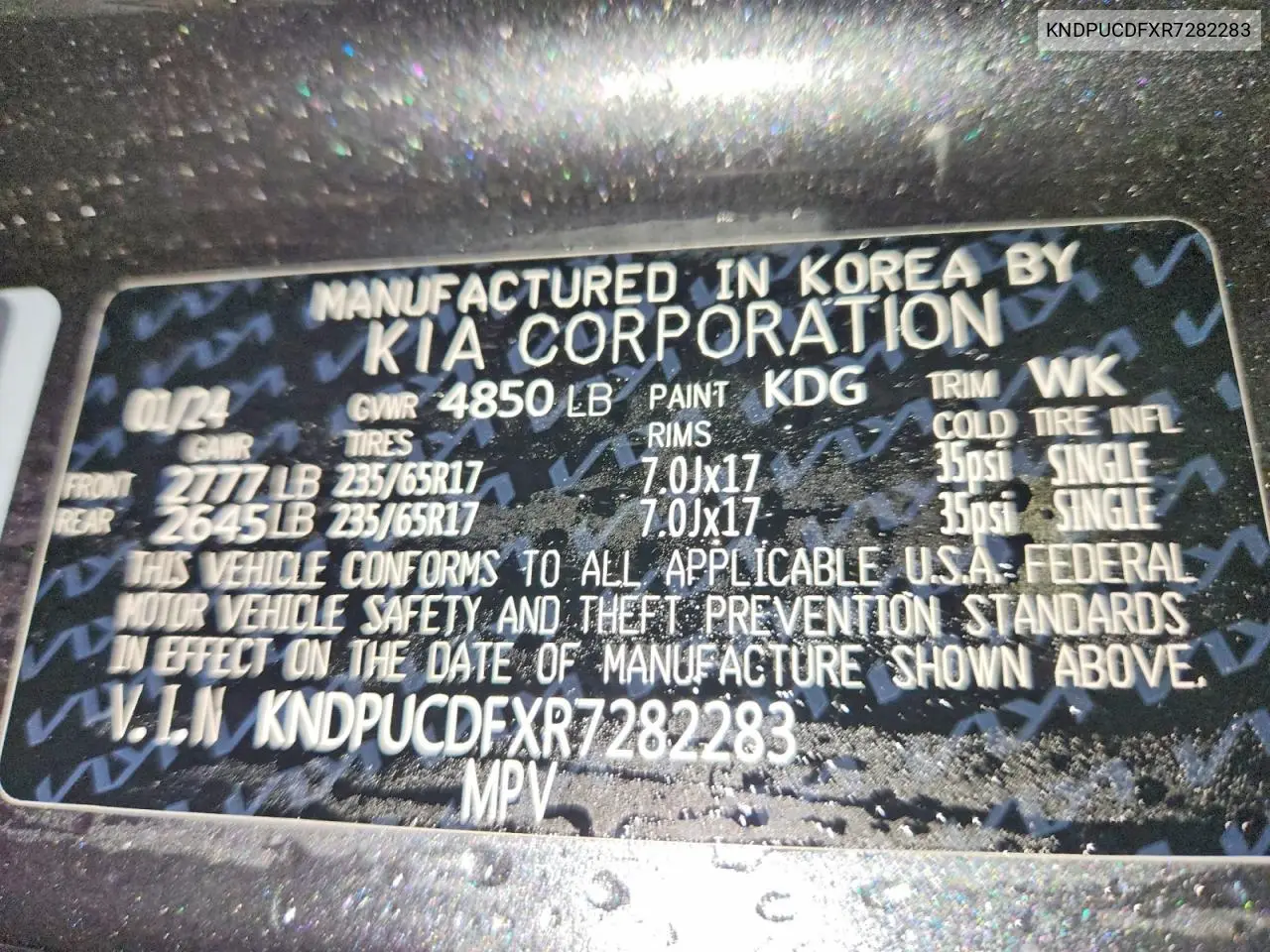 2024 Kia Sportage Lx VIN: KNDPUCDFXR7282283 Lot: 61722476