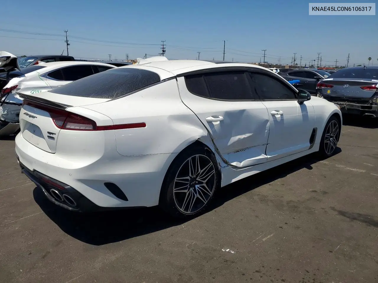 2022 Kia Stinger VIN: KNAE45LC0N6106317 Lot: 52402126