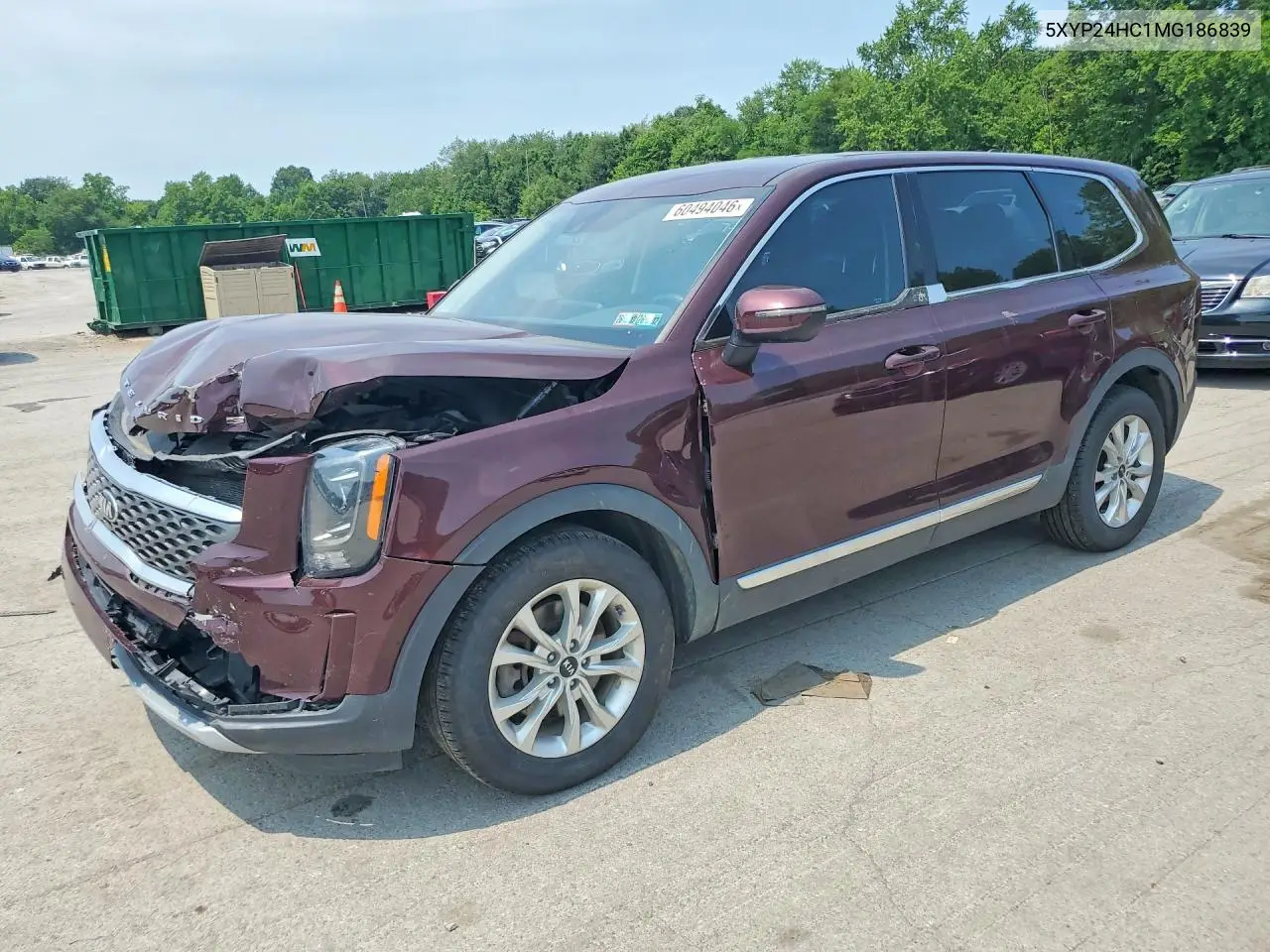 2021 Kia Telluride Lx VIN: 5XYP24HC1MG186839 Lot: 60494046