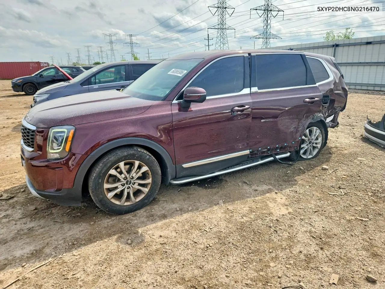 2022 Kia Telluride Lx VIN: 5XYP2DHC8NG216470 Lot: 60366986