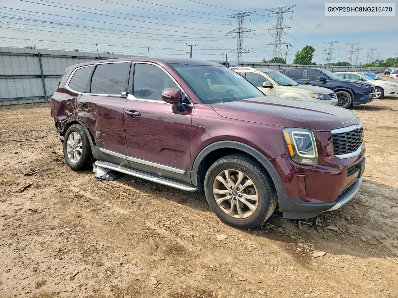 2022 Kia Telluride Lx VIN: 5XYP2DHC8NG216470 Lot: 60366986