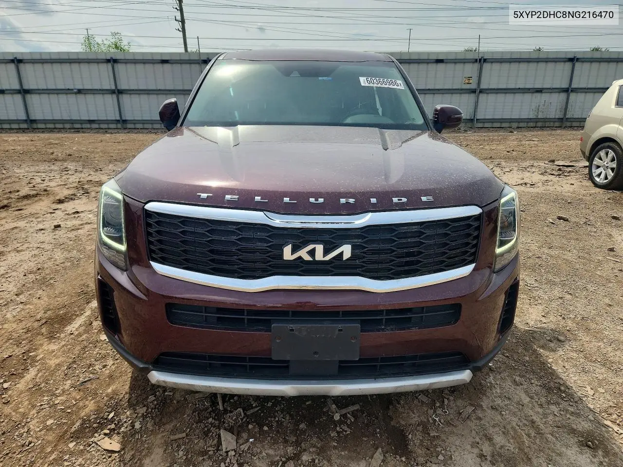 2022 Kia Telluride Lx VIN: 5XYP2DHC8NG216470 Lot: 60366986