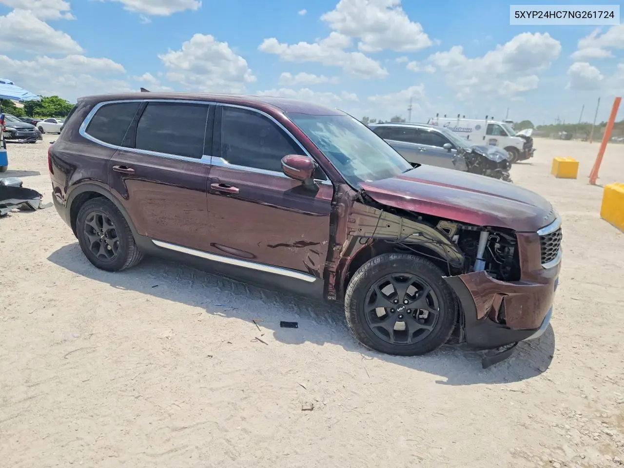 2022 Kia Telluride Lx VIN: 5XYP24HC7NG261724 Lot: 85460335