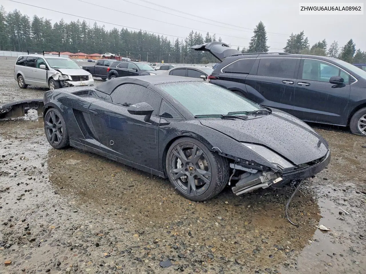 2010 Lamborghini Gallardo Spyder VIN: ZHWGU6AU6ALA08962 Lot: 46156146
